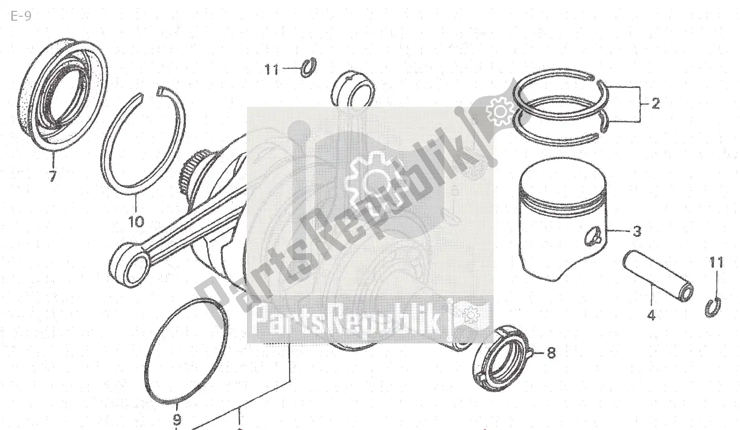 All parts for the E-9 of the Honda NSR 250 1994
