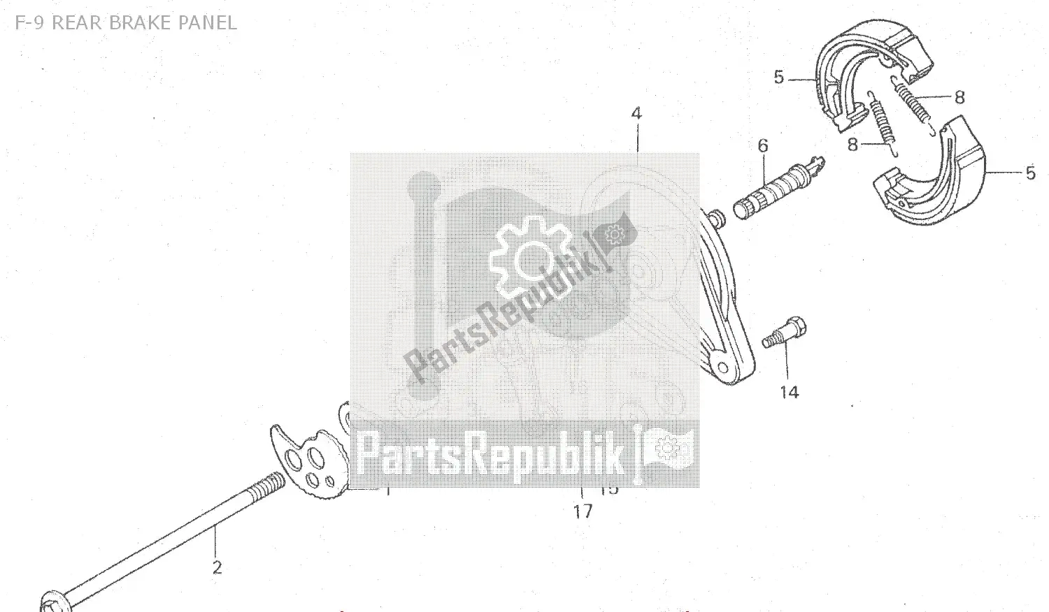 All parts for the F-9 Rear Brake Panel of the Honda MTX 80 1983