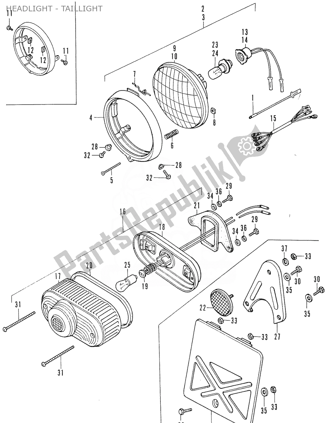 Todas as partes de Farol - Farol Traseiro do Honda C 50 CUB 1969