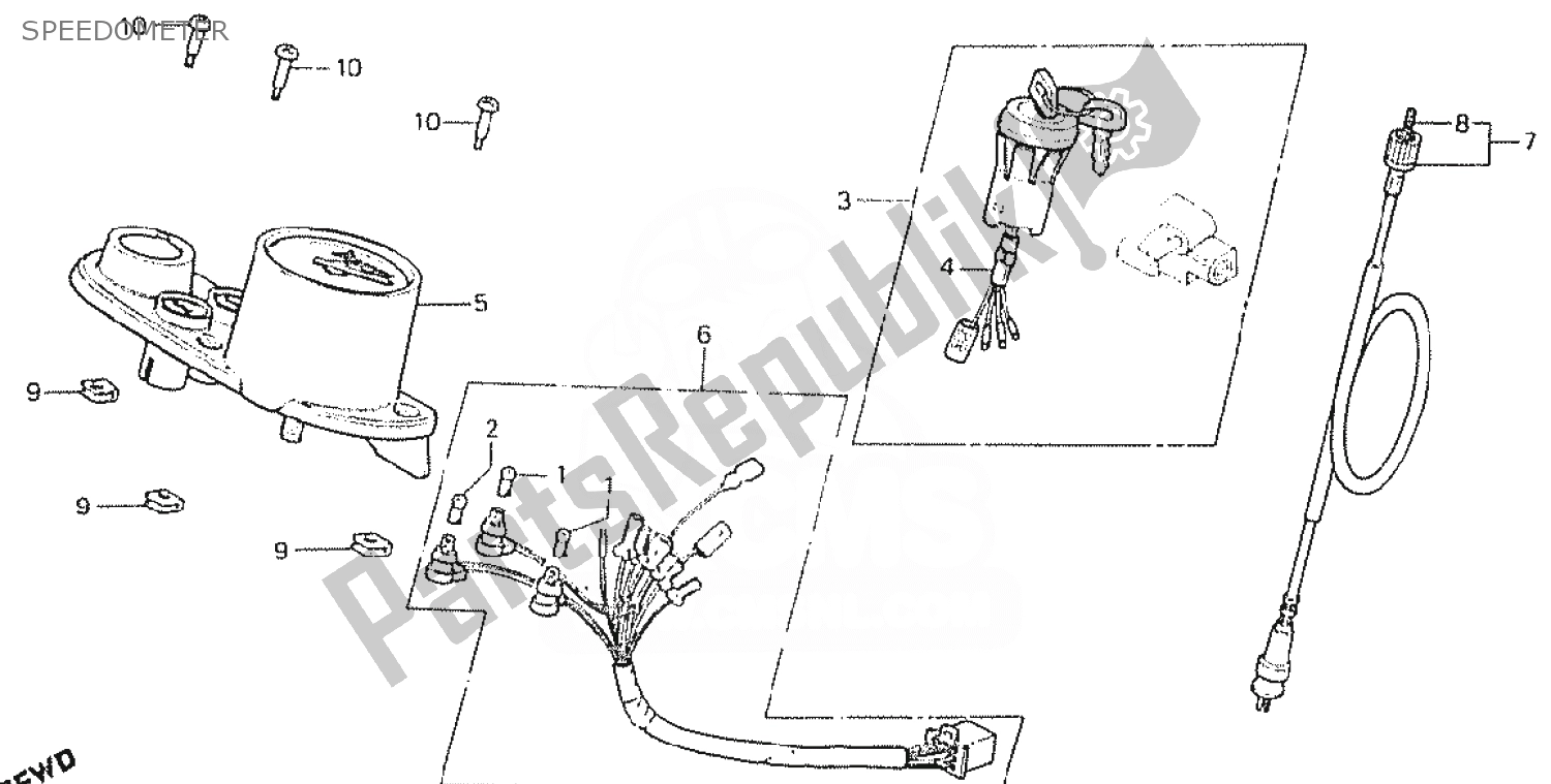 All parts for the Speedometer of the Honda MT 50 1980