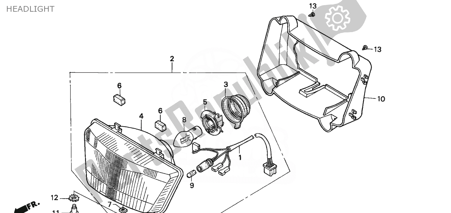 All parts for the Headlight of the Honda NSR 75 1992