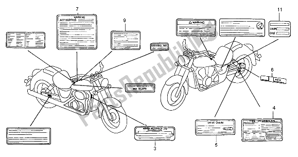 Todas as partes de Etiqueta De Cuidado do Honda VT 750C2 2000