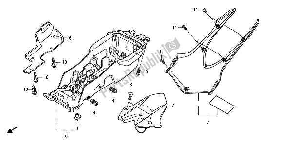 Alle onderdelen voor de Achterspatbord van de Honda CBR 1000 RR 2012