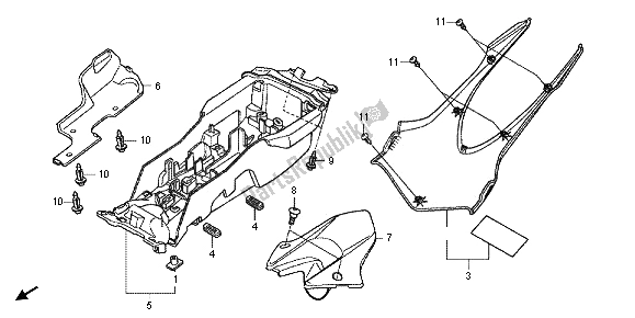 Alle onderdelen voor de Achterspatbord van de Honda CBR 1000 RR 2012