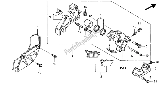 Todas las partes para Pinza De Freno Trasero de Honda XR 250R 1997