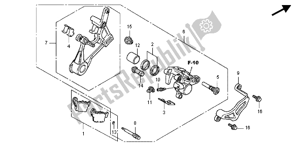 All parts for the Rear Brake Caliper of the Honda CRF 150 RB LW 2012