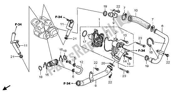All parts for the Water Pump of the Honda VTX 1300S 2006