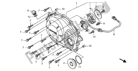 All parts for the Right Crankcase Cover of the Honda CBF 1000 FS 2011