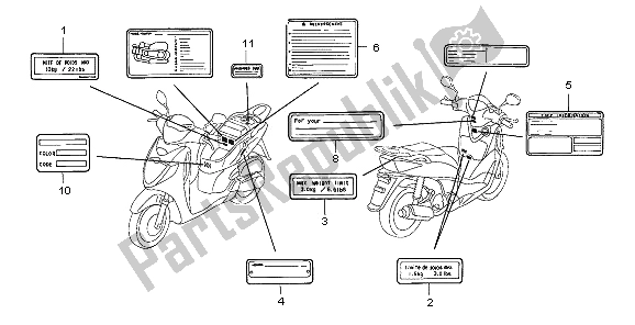 Tutte le parti per il Etichetta Di Avvertenza del Honda SH 150 2006