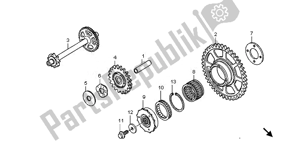 All parts for the Starting Clutch of the Honda CBR 600 RR 2008