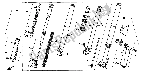 Todas as partes de Garfo Dianteiro do Honda CR 250R 2004