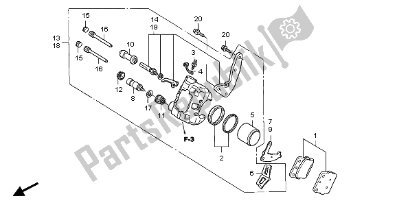 All parts for the Front Brake Caliper of the Honda TRX 400 EX 2007