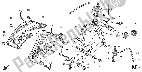 All parts for the Fuel Tank of the Honda CR 85R SW 2005