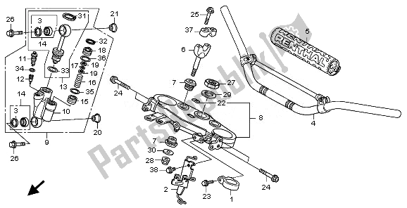 All parts for the Handle Pipe & Top Bridge of the Honda CRF 450X 2011