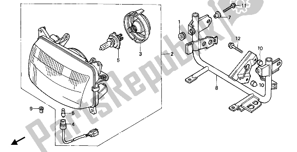 All parts for the Headlight (uk) of the Honda NX 650 1990