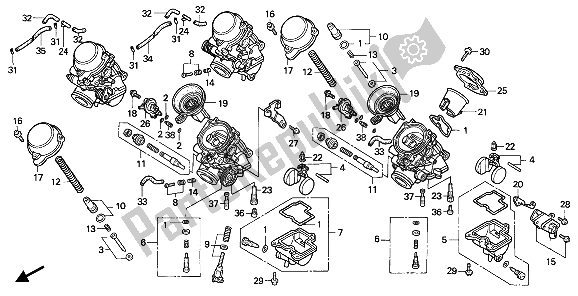 Tutte le parti per il Carburatore (parti Componenti) del Honda CB 1000F 1993