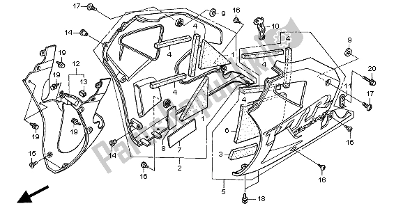 All parts for the Lower Cowl of the Honda VTR 1000 SP 2000