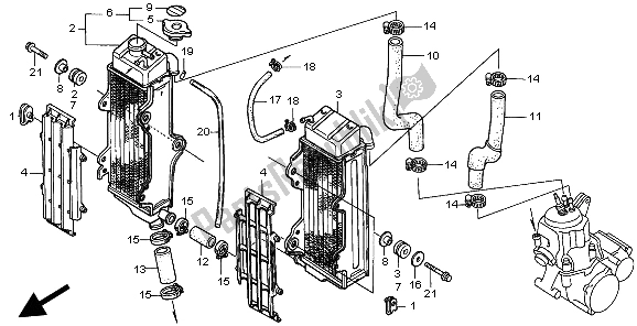 Alle onderdelen voor de Radiator van de Honda CR 500R 1999