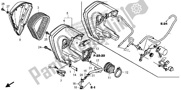 All parts for the Air Cleaner of the Honda VT 1300 CXA 2013