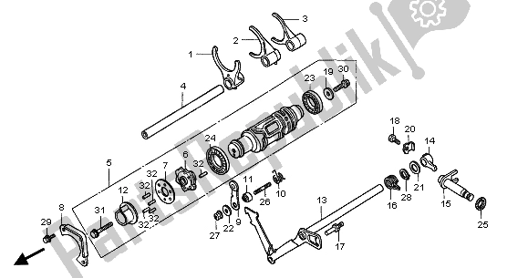 All parts for the Shift Drum & Shift Fork of the Honda GL 1500C 2001