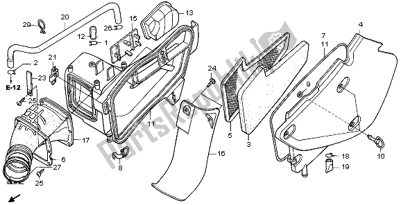 All parts for the Air Cleaner of the Honda XR 650R 2006