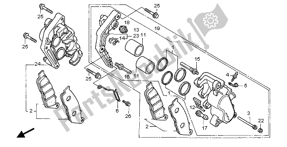 All parts for the Front Brake Caliper of the Honda CB 750F2 1995