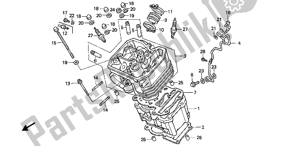 All parts for the Cylinder & Cylinder Head (front) of the Honda NTV 650 1988