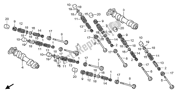 All parts for the Camshaft & Valve (front) of the Honda VFR 800 2006