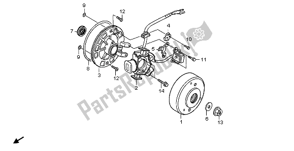 All parts for the Generator of the Honda CRF 70F 2007