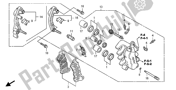 All parts for the Front Brake Caliper of the Honda FES 150A 2009