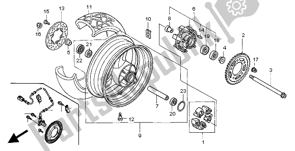 Tutte le parti per il Ruota Posteriore del Honda XL 1000V 2004