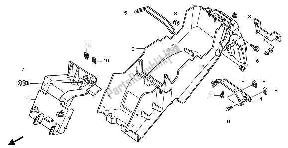 Alle onderdelen voor de Achterspatbord van de Honda CBR 125 RW 2007