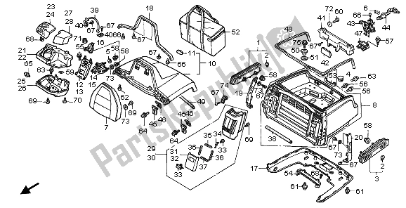 All parts for the Trunk Box (except G) of the Honda GL 1500 SE 1995