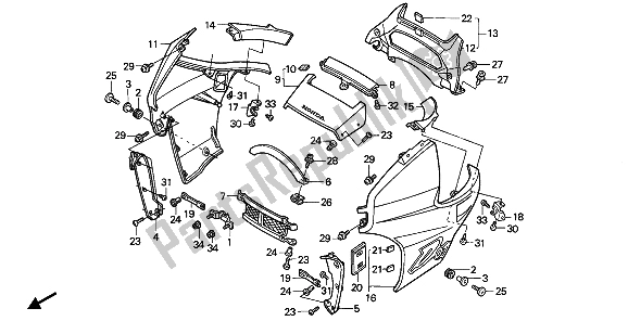 Todas las partes para Capucha de Honda NX 650 1990