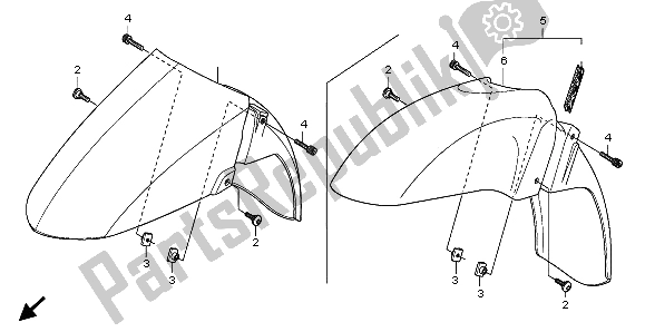 Todas las partes para Guardabarros Delantero de Honda FES 150 2007