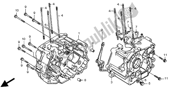 All parts for the Crankcase of the Honda CMX 250C 1998