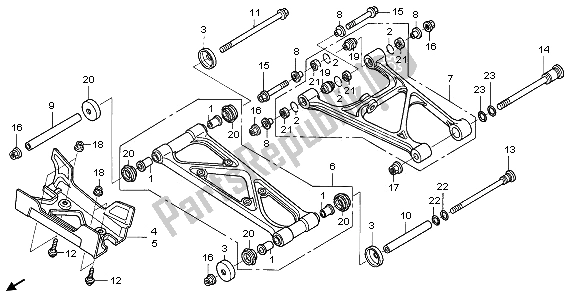 Alle onderdelen voor de Achterste Arm van de Honda TRX 680 FA Fourtrax Rincon 2006