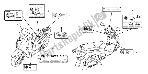 All parts for the Caution Label of the Honda SH 150R 2012