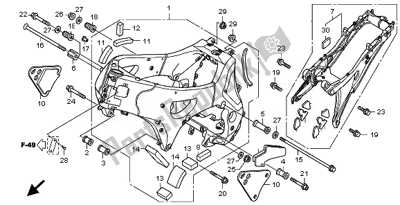 Alle onderdelen voor de Frame Lichaam van de Honda VFR 1200 FA 2010
