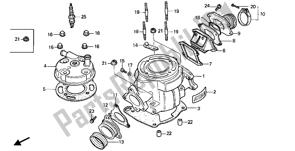 Todas las partes para Cilindro Y Culata de Honda CR 80R 1986