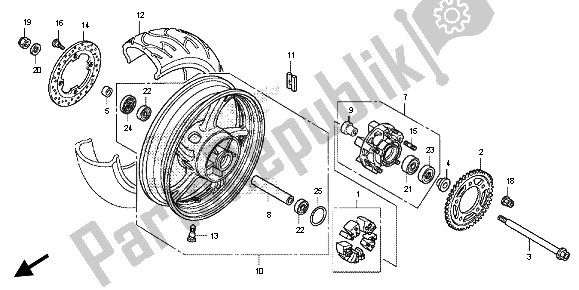 Todas as partes de Roda Traseira do Honda CB 600F Hornet 2013