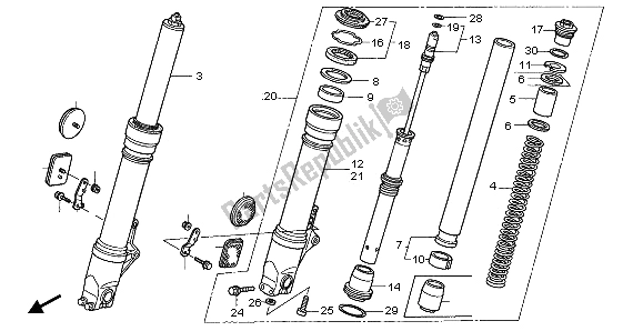 All parts for the Front Fork of the Honda CBR 900 RR 1995