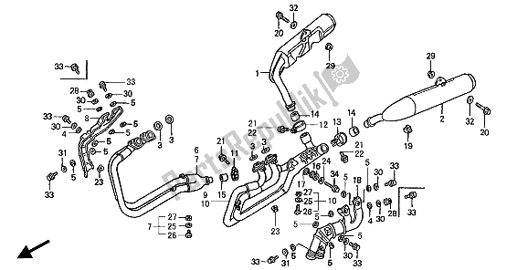 All parts for the Exhaust Muffler of the Honda ST 1100A 1994