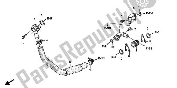 All parts for the Water Pipe of the Honda XL 700 VA Transalp 2011