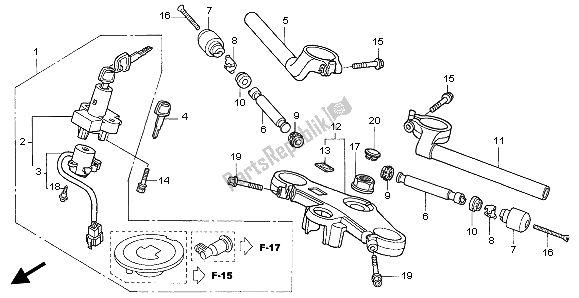 All parts for the Handle Pipe & Top Bridge of the Honda VTR 1000 SP 2002