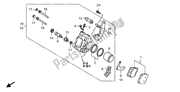 All parts for the Front Brake Caliper of the Honda TRX 250 EX Sportrax 2002