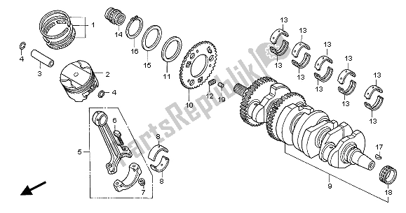 All parts for the Crankshaft & Piston of the Honda CBR 1100 XX 2005