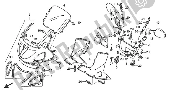 All parts for the Upper Cowl of the Honda NT 650V 2005