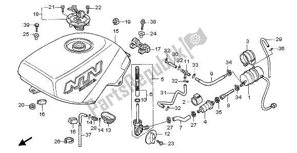 All parts for the Fuel Tank of the Honda NTV 650 1997