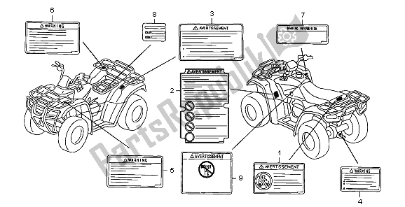 Tutte le parti per il Etichetta Di Avvertenza del Honda TRX 400 FA Fourtrax Rancher AT 2006